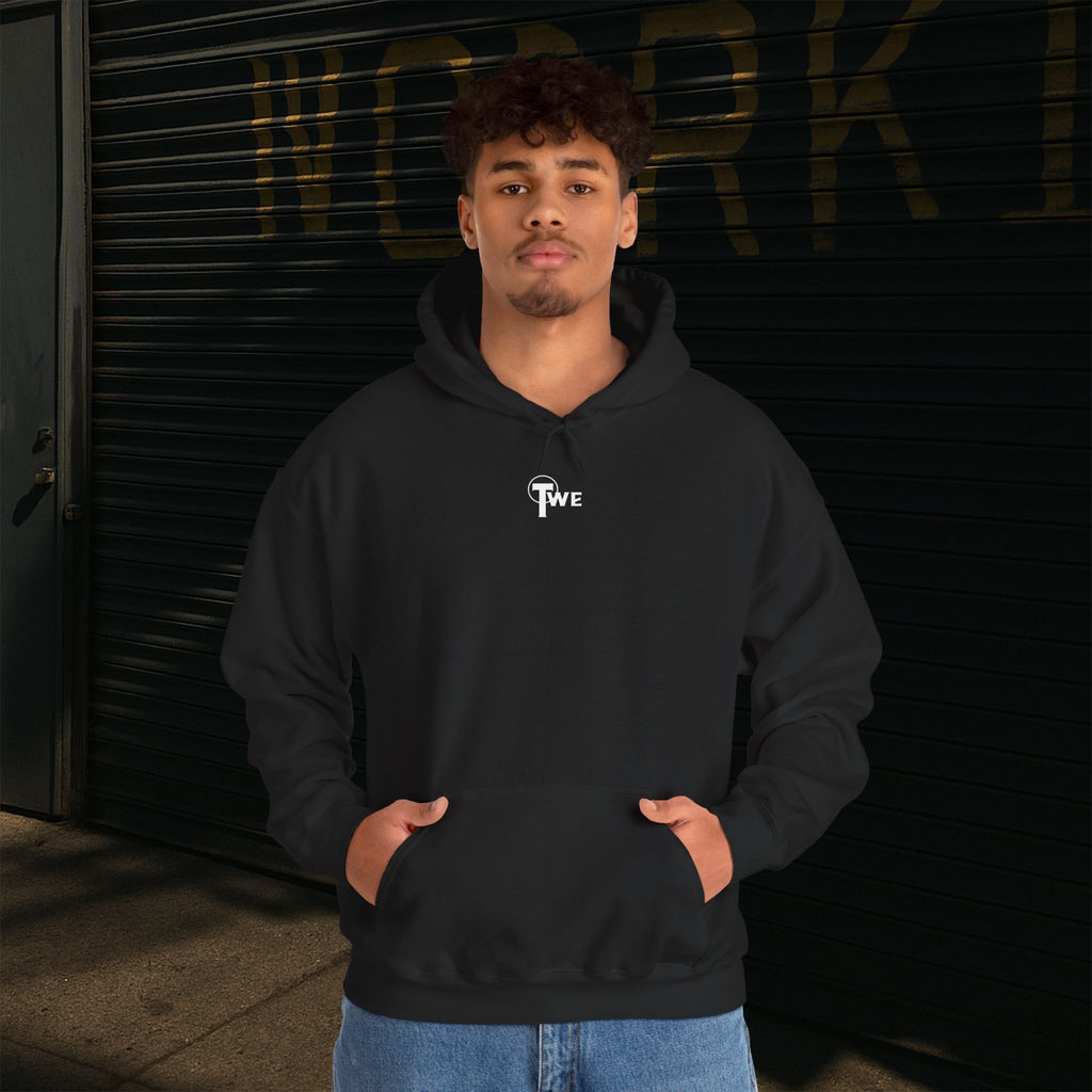 TweNa LOCKED-IN 44 Black Hoodie with Japanese text and techwear design – Front view