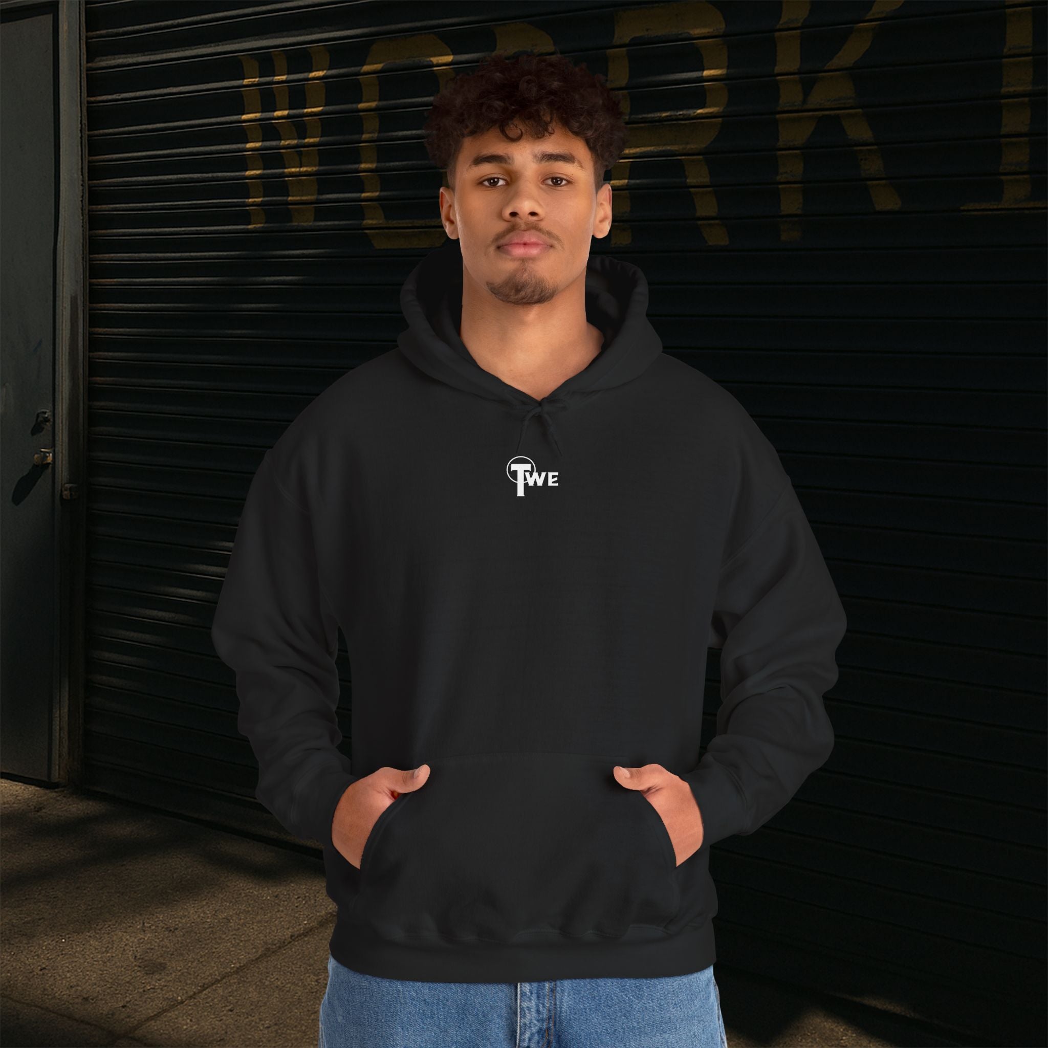 TweNa LOCKED-IN 44 Black Hoodie with Japanese text and techwear design – Front view